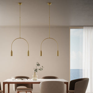 Natural Brass | Madame | Dainty Brass Italian Two Light Pendant