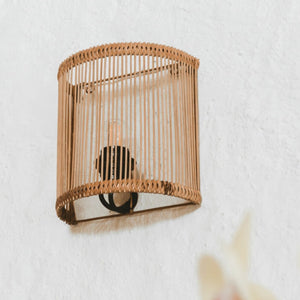 Simplistic Rattan Wall Sconce