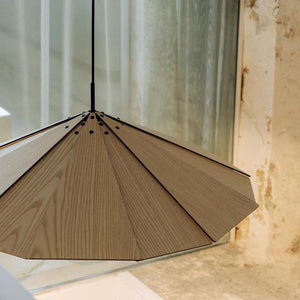 Sunshade Shaped Ash Wood Pendant Light | Lighting Collective