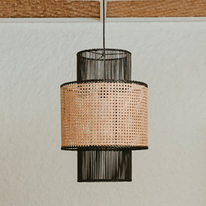 Tiered Tall Rattan Pendant | Lighting Collective