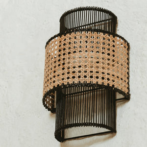 Tiered Tall Rattan Wall Light | Lighting Collective