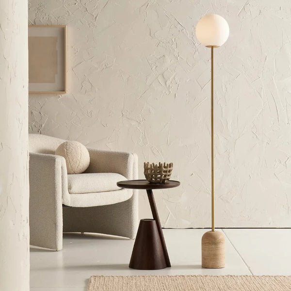 Minimalist Orb Travertine Floor Lamp