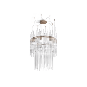 Italian Glass Rod Circular Chandelier