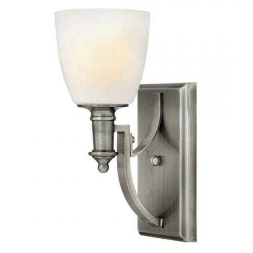Hamptons Antique Nickel & Opal Glass Shade Wall Light
