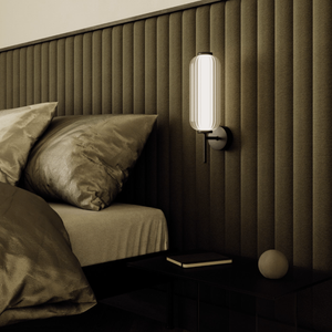 Elegant Oblong Striped Glass Wall Light matte black