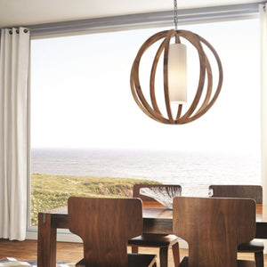 Contemporary Sphere Wood Pendant