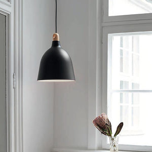 Classic Scandinavian Pendant Black Round Wood Lifestyle