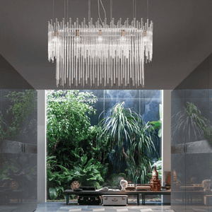 Italian Glass Rod Oval Chandelier