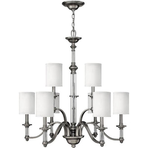 Modern Brushed Nickel & Glass Chandelier - Lighting Collective